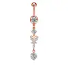 Moda Europea y Americana Venta al por mayor Transfronteriza Acero Inoxidable Circón Incrustado Flor de Marquesa Colgante Joyería Sencilla para Perforación Anillo para Ombligo