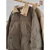 Jaqueta Acolchoada de Algodão Estilo Retrô Americano Transfronteiriça Masculina Feminina Inverno Tendência Gola Alta Acolchoada Estilo Solto Neutro Roupa de Exterior para Casal