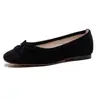 Elegantes Zapatos de Ballet Planos Redondos con Lazo 2023 Otoño Nuevos Estilo Hada Gamuza Tacón Bajo Zapatos de Salón