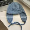 Chapéu de Lã Tricotado Estilo Coreano Inspirado na Atmosfera de Inverno para Mulheres, Chapéu Aviador Quente Protetor de Orelhas para Outono e Inverno, Chapéu Trapper de Esqui