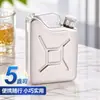 Jarra de óleo portátil para camping ao ar livre transfronteiriça, formato de barril de óleo, aço inoxidável espessado, cantil, garrafa de vinho branco