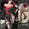 Kimono Estilo Japonés con Cordones en la Cintura Estampado Retro Mangas Huecas Ambiente Temporada de Flor de Cerezo de Tokio Lencería