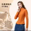 Roupa de Yoga Preto e Dourado Feminina 2026 Novo Estilo Jaqueta Grossa com Veludo Plus Outerwear de Inverno Top Modelador com Gola Alta de Grafeno