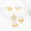 DIY Collar Pulsera Aretes Colgante Estrella Pentagonal de Zirconia Metálica Colgante Accesorios de Joyería Semicabados Venta al por Mayor