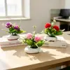 Suministro directo transfronterizo de dos crisantemos de bola en macetas planas pequeñas, bonsáis de flores artificiales para escritorios de oficina, plantas verdes decorativas de escritorio