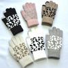 Luvas de Lã Tricotadas Grossas e Quentes à Prova de Frio para Inverno Masculinas e Femininas Estampa de Leopardo