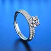 Nuevos Productos Suministro en Vivo Niutou Cuatro Garras Doble Fila Pared Recta Anillo Temperamento Femenino Compromiso Anillo de Diamante Abierto Anillo para Dedo Femenino