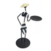 Candelabro de Hierro Vintage Adorno Pequeño Creativo para el Hogar Estilo Europeo Romántico Portavelas Accesorio de Sombrero de Paja Pastoral Decoración de Mesa