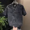 Verano Nueva Marca de Moda Camiseta de Manga Corta con Cuello Redondo Estampado de Letras para Hombre Diseño Tie-Dye Casual Versátil de Media Manga