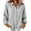 Roupas femininas transfronteiriças europeias e americanas Amazon primavera-verão gola lapela modelagem solta cardigã manga longa camisa de algodão e linho casual versátil vestuário feminino