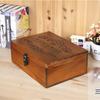 Libreta de madera vintage Zakka para guardar cosas, con cerradura y cierre, en caja de madera desgastada.