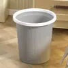 Papelera grande universal para el hogar estilo Ins de lujo ligero sin tapa, papelera rayada con anillo de presión, cubo de almacenamiento elegante
