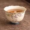 Taza de Té de Pedernal Azul y Blanco Taza de Maestro Pétalos de Glicinia Dorada Taza de Pie de Jade Taza de Té para el Hogar Grande Antiescaldante