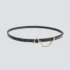 Saias Versáteis Femininas com Cintos Combinando, Exquisitos Cintos Finos de Couro Femininos para o Dia a Dia, Estilo Doce, Prontos para Envio, Cruzamento de Fronteiras, Fivela Redonda