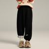 Calça de moletom forrada com fleece nova para crianças do inverno, versátil, confortável, quente, com retenção de calor, calça para meninas, calça casual espessa