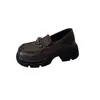 Mocasines Retro Nuevos de Moda Slip-on Suela Gruesa 2026 Hebilla Metálica Tacón Grueso Zapatos de una Sola Pieza Estilo Británico Zapatos Pequeños de Cuero Mujer