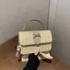 Versátil Bolso Pequeño Cuadrado Tejido de Paja para Mujer 2026 Nuevo de Moda Tendencia Personalidad Simple Estilo Ins Bolso de Hombro Cruzado Elegante Bolso para Mujer