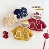 No hay devoluciones ni cambios Traje de Año Nuevo de Osito para Niños Izquierda Pequeña Derecha Pequeña Chaqueta de Algodón con Capucha Forrada de Polar para Niños de Invierno Moderna