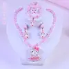 Accesorios para el Cabello de Niños Set de Collar de Kt Cat Princesa Elsa Color Macaron Pulsera para Bebé Niña Regalo de Día Festivo para Niños