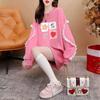Sudadera Dulce y de Estilo Occidental Estampada de Largo Medio con Cuello Redondo para Mujer Primavera y Otoño Explosiones Gasa Manga Empalmada Suelta Adelgazante Top
