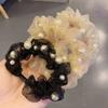 Goma para el pelo de organza con perlas, Accesorio para el pelo estilo coreano de tienda de 2 yuanes, Diadema elástica de moda para niñas