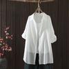 Camisa Suelta de Manga Larga para Mujer, Rayas Oscuras y Color Sólido, Estilo Japonés de Verano 2025, con Mangas Enrollables, Venta al por Mayor