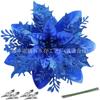 Decoración Festiva de 14 cm Flores Navideñas con Purpurina Dorada, Accesorios Navideños al por Mayor, Corona con Purpurina Verde, Árbol de Navidad, Flores Navideñas
