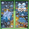 Decoraciones navideñas azul trineo de fantasía coche pegatina de cristal caja de regalo creativa pájaro azul copo de nieve pegatina electrostática