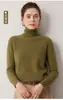 100% Cachemir Otoño/Invierno Nuevo Estilo Corto Ajuste Holgado Mujer Cuello Alto Color Sólido Versátil Capa Base Punto Jersey Suéter