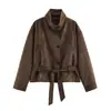 Comercio Electrónico Transfronterizo Estilo Europeo y Americano Ropa de Mujer ZA AliExpress Venta Caliente Moda Chaqueta de un Solo Botón con Lazo Cintura ceñida