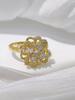 Anillo Giratorio 1 Producto Caliente Transfronterizo con Incrustaciones de Zirconia Apertura Ajustable Redondo Giratorio para Mujer, Dedo Índice Geométrico de Nicho Personalizado