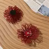 Flor de cristal estilo vintage centro mano bordada flor hueca DIY pasador decoración de zapatos broche accesorio floral para ropa
