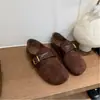 Primer Encuentro Jiping Plano Birkenstock Zapatos Individuales Mujer 2026 Nuevo Retro Hebilla de Cuero Mocasines sin Cordones Mujer
