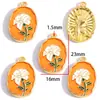 Colgante de Aleación de Esmalte Colorido Estilo Pintura al Óleo Flor de Lirio y Tulipán Charms Decorativos para Pulsera Collar DIY W662