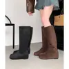 Encuentro Primero Temporada Retro Gamuza Interior Aumentador de Altura Botas Largas para Mujer 2026 Nuevo Otoño/Invierno Versátiles Moda Hasta la Rodilla Botas