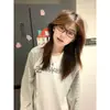 Camiseta de Manga Larga Raglán a Rayas de Bloques de Color Estilo Americano para Mujer, Nueva Superior Holgada Casual Versátil para Primavera y Otoño, Ins