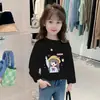Camiseta de Algodão Puro para Meninas de Manga Longa, Estilo Infantil com Gola Redonda para Primavera, Outono e Inverno, Nova Camisa Base para Roupa Externa, Top Estilo Ins