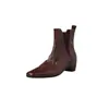 Botines Chelsea de Piel de Oveja Suave con Plataforma Oculta 2026 Otoño/Invierno Punta Cuadrada Tacón Medio Cuña Piel Genuina de Ponerse Botines Cortos para Viajar de Commuting para Mujer