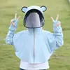 Roupa de Proteção Solar Infantil Verão Fina Seda de Gelo Anti-ultravioleta para Meninos e Meninas Carro Elétrico Chapéu de Aba Larga Roupa de Proteção Solar