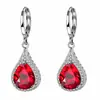 Comercio electrónico transfronterizo wish más vendido joyería europea y americana aretes microincrustados zafiro en forma de gota para mujer outlet de fábrica