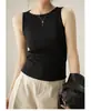 Top Regata Canelado Novo de Verão Off-the-Shoulder Direto da Fábrica para Mulheres, Cor Sólida, Modelagem Justa, Valoriza o Corpo, Pode ser Usado como Roupa Íntima ou Peça Externa, Sem Mangas