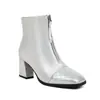 2022 novas botas femininas europeias e americanas para outono e inverno costura zíper frontal botas curtas de cavaleiro botas de salto alto grossas 40-48 botas de comércio exterior