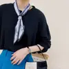 Pañuelo de seda con estampado floral de boceto original para mujer, primavera y verano, satén biselado largo, estilo coreano, pañuelo de nicho, diadema y correa para bolso
