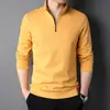 Sudadera Nueva para Hombre Primavera y Otoño 2024, Sencilla Casual de Corte Holgado, Cuello Semi Alto, Cremallera, Color Sólido, Camiseta Básica de Manga Larga para Hombre