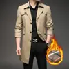 Casaco Trench Coat Masculino Outono/Inverno Plus Size M-8XL Transfronteiriço, Comprimento Médio, Gola de Terno, Estilo Britânico, Acolchoado e Espessado
