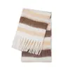 Bufanda de Hilo Circular de Comercio Exterior para Mujer, Bufanda de Invierno Arcoíris a Cuadros de Doble Cara, Bufanda de Mohair con Combinación de Colores, Borla Estilo Ac
