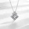 Collar y pendientes geométricos de circonitas y diamantes con explosiones en vivo transfronterizas, traje ligero de lujo, cadena de collar, joyería de alta gama al por mayor