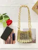 Bolso Cruzado de Hombro Único Exquisito para Mujer, Tejido a Mano, Estilo Metálico, Diseño de Nicho Personalizado, de Moda Europeo y Americano