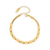 Pulseira Quadrada Geométrica Pequena Dourada para Mulheres, Alto Padrão, Exquisita, Luxo Leve, Simples, Moderna, Pulseira de Corrente Simples Espinha de Cobra
