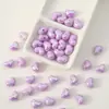 Cuentas acrílicas en forma de corazón color crema con recubrimiento UV, con agujeros pasantes, para pulseras, collares y otras manualidades hechas a mano
